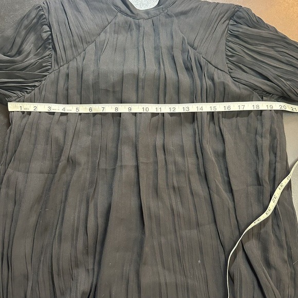 ASOS Black Pleated Chiffon‎ Blouse Open Back Tie size 4 - Picture 3 of 8